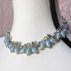 Vintage Signed Napier Blue Lucite Statement Necklace 1950s